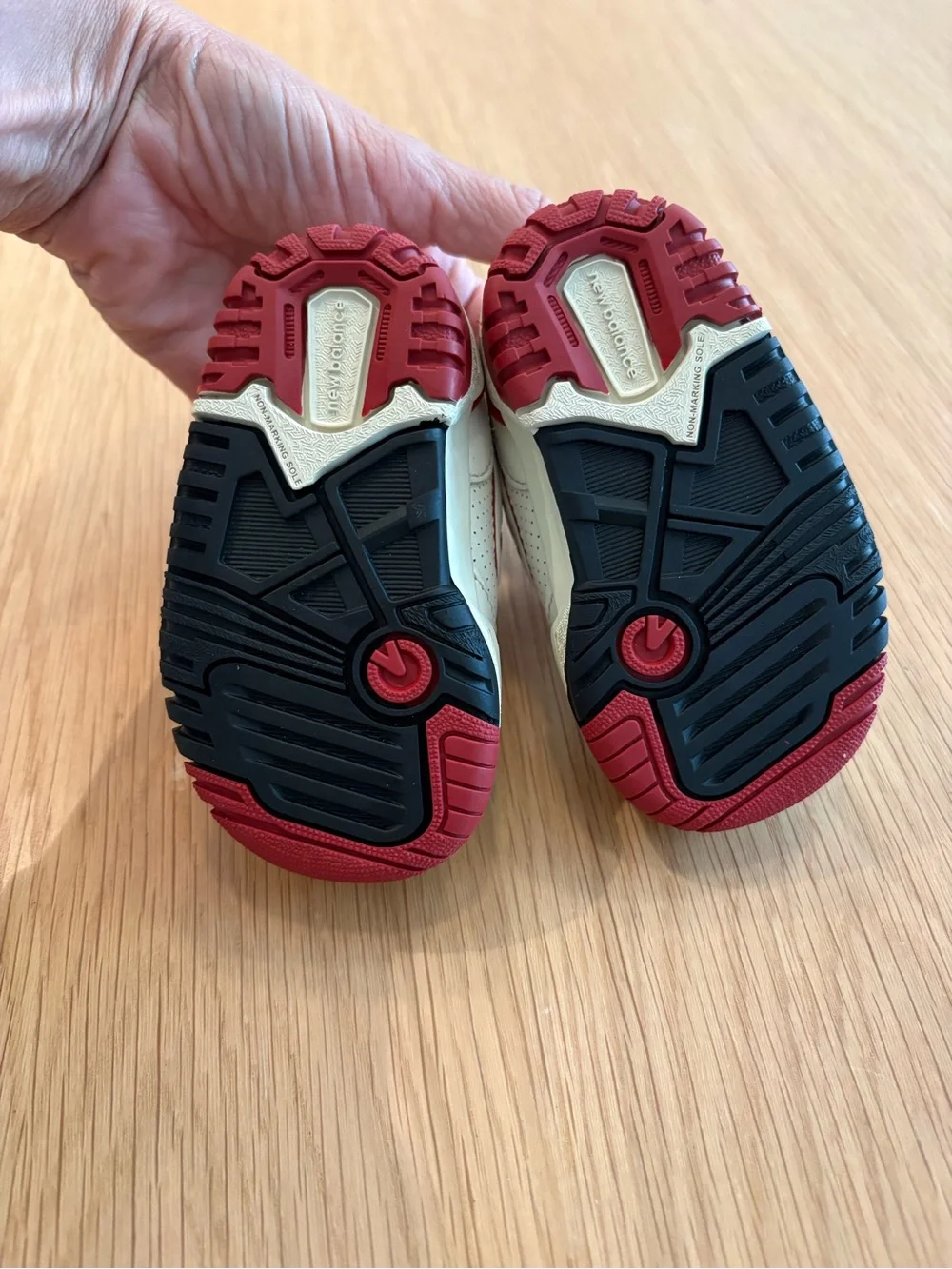 Kids White and Red 550 Velcro Sneakers